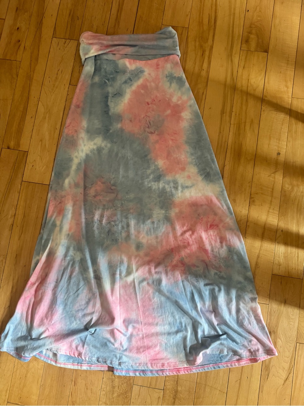 Tie-Dye Maxi Skirt in Pink and Blue